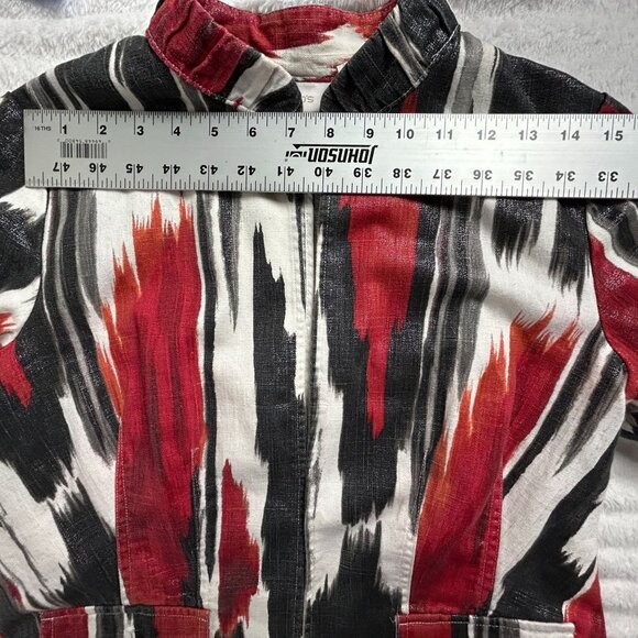 Chicos Multicolor Abstract Patterned Jacket Size 0 Open Front 3/4 Sleeves - Picture 5 of 8